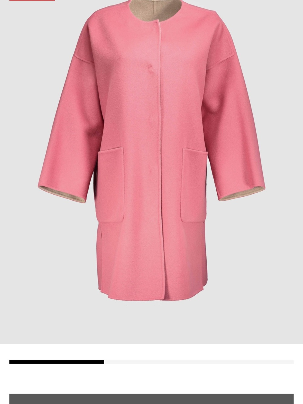 Weekend Max Mara Reservable Drava Pink Wool-Blend Pea Coat with Cream Inside